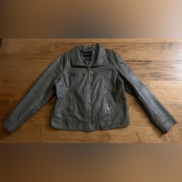 IB Diffusion Gray Faux Leather Moto Jacket – Women’s Size XL - Picture 3 of 4